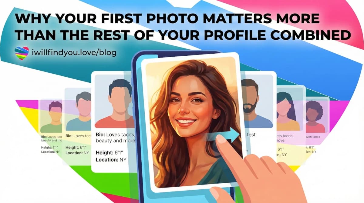 Person selecting their best profile photo for online dating, representing the importance of first impressions